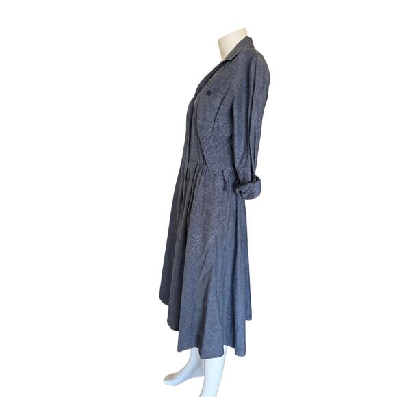 women’s 90s vintage long sleeve light denim blue jean chambray dress midi large - Picture 3 of 4
